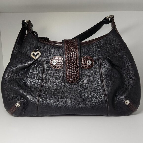 Vintage Brighton Pebble Leather Handbag Black/Brown - Picture 1 of 15